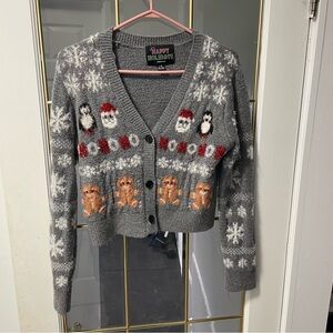 Urban Outfitters Gray Holiday Cardigan extra small